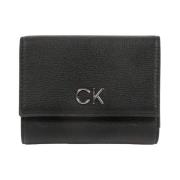 Metalen Logo PU Leren Portemonnee Calvin Klein , Black , Dames