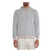 Hoodie met rits katoen elastische contrast Gran Sasso , Gray , Heren