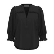 Frill Ss Shirt Blouse Zwart Co'Couture , Black , Dames