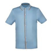 Celeste Bowling Shirt met Beige en Bruin Contrast Gran Sasso , Blue , ...