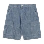 Cargo Shorts Chambray Militaire Stijl Universal Works , Blue , Heren