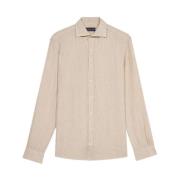 Zandkleurig Linnen Casual Overhemd Brooks Brothers , Beige , Heren