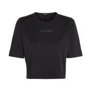Minimalistische Elegantie: Zwarte Polyester T-shirt met Logo voor Dame...