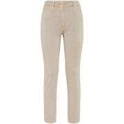 Beige Katoenen Broek met Voorknop Brunello Cucinelli , Beige , Dames