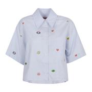 Blauw Fruit Stickers Shirt Kenzo , Multicolor , Dames