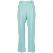 Blauwe Wollen Blend Geperste Plooi Broek Tom Ford , Blue , Dames