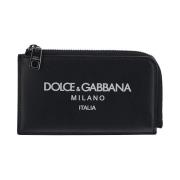 Leren Kaarthouder Portemonnee Dolce & Gabbana , Black , Heren