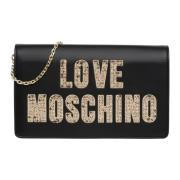 Sprankelende Logo Crossbody Tas Love Moschino , Black , Dames