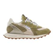 Musk Split Leder Sneakers RUN OF , Green , Dames