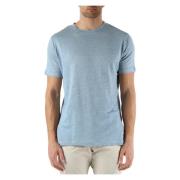 Linnen T-shirt met logopatch Distretto12 , Blue , Heren