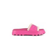 EVA Slide Sandaal Fuchsia Gehaakt Mou , Pink , Dames