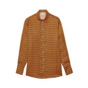 Gedrukte Satijnen Shirt Ines De La Fressange Paris , Brown , Dames