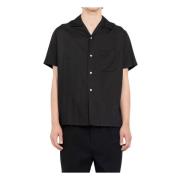 Zwarte Shirt met Kraag Korte Mouwen Maison Margiela , Black , Heren