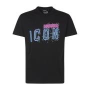 Zwart Pixeled Icon Cool Fit Tee Dsquared2 , Black , Heren