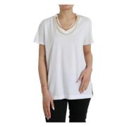 Witte Katoenen T-shirt met Kettingdetail Dolce & Gabbana , White , Dam...