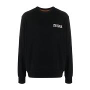 Zwarte Sweatshirt Aw23 Herenmode Ermenegildo Zegna , Black , Heren