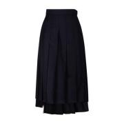 Navy Blauw Geplooide Midi Rok Thom Browne , Blue , Dames