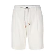 Witte Katoenen Bermuda Shorts Eleventy , White , Heren