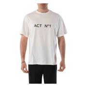 Katoenen T-shirt met Frontlogo ACT N°1 , White , Heren