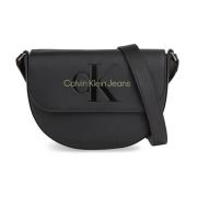 Monogram Schoudertas - PU Leer Calvin Klein , Black , Dames