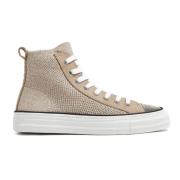 Metallic-Gebreide Sneakers met Monili Versiering Brunello Cucinelli , ...