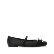 Zwarte platte schoenen met strikdetail Salvatore Ferragamo , Black , D...