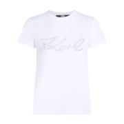 Witte Logo Versierde T-shirt Karl Lagerfeld , White , Dames