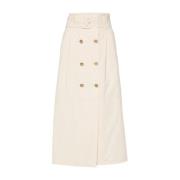 Parchment Straight Midi Skirt Twinset , Beige , Dames