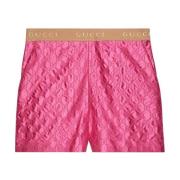 Fuchsia Zijden Shorts Geborduurd Gucci , Pink , Dames