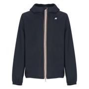 Blauwe Waterdichte Hooded Jas met Logo K-Way , Blue , Heren