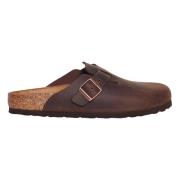 Bruin Leren Sabot Klompen Birkenstock , Brown , Dames