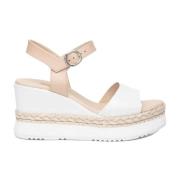 Witte Leren Sandalen Stijlvol Ontwerp Nerogiardini , White , Dames