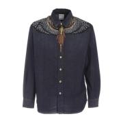 Grizzy Wings Denim Overhemd Marcelo Burlon , Blue , Heren