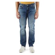 Slim Fit Jeans Vijf Zakken Bewust Versleten Guess , Blue , Heren