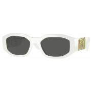 Aviator zonnebril in wit en grijs Versace , White , Dames