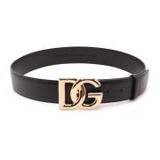 Kruisende 'Dg' Logo Leren Riem Dolce & Gabbana , Black , Dames