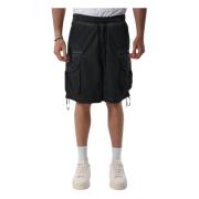 Cargo Bermuda shorts met elastische taille A Paper Kid , Black , Heren