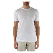 Linnen T-shirt met logopatch Distretto12 , White , Heren