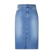 Denim Midi Rok met Strass Details Liu Jo , Blue , Dames