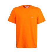Oranje Crew-neck T-shirt met Logo Msgm , Orange , Heren