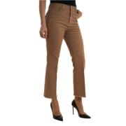 Fringed Flared Cotton Trousers Kocca , Beige , Dames