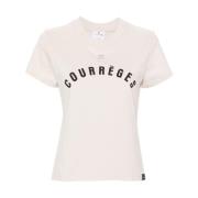 Logo Patch Jersey Top Courrèges , Beige , Dames