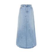 Lange Denim Rok met Logodetails Diesel , Blue , Dames