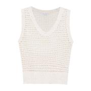 Elegante Top met Calado Details Brunello Cucinelli , Beige , Dames