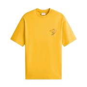 Slogan Sketch T-shirt in Donkergeel Drole de Monsieur , Yellow , Heren