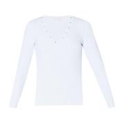 Witte Geribbelde Sweater Liu Jo , White , Dames