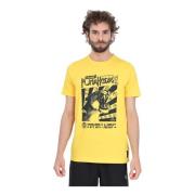 Gele T-shirt met Zwarte Logoprint Puma , Yellow , Heren