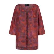 Aquarel Print V-Hals Blouse Cortana , Red , Dames