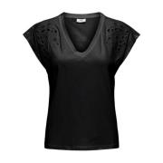 Casual Katoenen T-Shirt voor Vrouwen Jacqueline de Yong , Black , Dame...