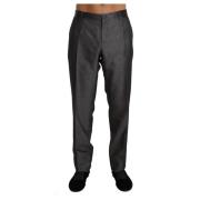 Grijze Wol Zijde Gestreepte Formele Broek Dolce & Gabbana , Gray , Her...